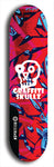 Skateboard deck: Limited edition, North American maple skateboard deck designed by underground artist BellyRash - available widths 7.5 to 8.5 inches in both mellow concave and steep concave shapes. Artwork: GRAFFITI SKULLZ logo brand popsicle-shaped deck with graffiti or street art background