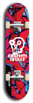 Skateboard deck: Limited edition, North American maple skateboard deck designed by underground artist BellyRash - available widths 7.5 to 8.5 inches in both mellow concave and steep concave shapes. Artwork: GRAFFITI SKULLZ logo brand popsicle-shaped deck with graffiti or street art background