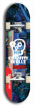 Skateboard deck: Limited edition, North American maple skateboard deck designed by underground artist BellyRash - available widths 7.5 to 8.5 inches in both mellow concave and steep concave shapes. Artwork: GRAFFITI SKULLZ logo brand popsicle-shaped deck with graffiti or street art background