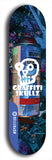 Skateboard deck: Limited edition, North American maple skateboard deck designed by underground artist BellyRash - available widths 7.5 to 8.5 inches in both mellow concave and steep concave shapes. Artwork: GRAFFITI SKULLZ logo brand popsicle-shaped deck with graffiti or street art background