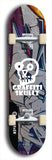 Skateboard deck: Limited edition, North American maple skateboard deck designed by underground artist BellyRash - available widths 7.5 to 8.5 inches in both mellow concave and steep concave shapes. Artwork: GRAFFITI SKULLZ logo brand popsicle-shaped deck with graffiti or street art background