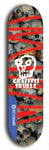 Skateboard deck: Limited edition, North American maple skateboard deck designed by underground artist BellyRash - available widths 7.5 to 8.5 inches in both mellow concave and steep concave shapes. Artwork: GRAFFITI SKULLZ logo brand popsicle-shaped deck with graffiti or street art background