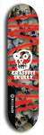 Skateboard deck: Limited edition, North American maple skateboard deck designed by underground artist BellyRash - available widths 7.5 to 8.5 inches in both mellow concave and steep concave shapes. Artwork: GRAFFITI SKULLZ logo brand popsicle-shaped deck with graffiti or street art background