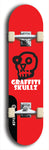 Skateboard deck: Limited edition, North American maple skateboard deck designed by underground artist BellyRash - available widths 7.5 to 8.5 inches in both mellow concave and steep concave shapes. Artwork: GRAFFITI SKULLZ logo brand popsicle-shaped deck with graffiti or street art background