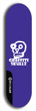 Skateboard deck: Limited edition, North American maple skateboard deck designed by underground artist BellyRash - available widths 7.5 to 8.5 inches in both mellow concave and steep concave shapes. Artwork: GRAFFITI SKULLZ logo brand popsicle-shaped deck with graffiti or street art background