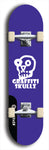 Skateboard deck: Limited edition, North American maple skateboard deck designed by underground artist BellyRash - available widths 7.5 to 8.5 inches in both mellow concave and steep concave shapes. Artwork: GRAFFITI SKULLZ logo brand popsicle-shaped deck with graffiti or street art background