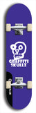 Skateboard deck: Limited edition, North American maple skateboard deck designed by underground artist BellyRash - available widths 7.5 to 8.5 inches in both mellow concave and steep concave shapes. Artwork: GRAFFITI SKULLZ logo brand popsicle-shaped deck with graffiti or street art background