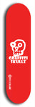 Skateboard deck: Limited edition, North American maple skateboard deck designed by underground artist BellyRash - available widths 7.5 to 8.5 inches in both mellow concave and steep concave shapes. Artwork: GRAFFITI SKULLZ logo brand popsicle-shaped deck with graffiti or street art background