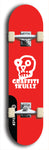 Skateboard deck: Limited edition, North American maple skateboard deck designed by underground artist BellyRash - available widths 7.5 to 8.5 inches in both mellow concave and steep concave shapes. Artwork: GRAFFITI SKULLZ logo brand popsicle-shaped deck with graffiti or street art background