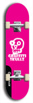 Skateboard deck: Limited edition, North American maple skateboard deck designed by underground artist BellyRash - available widths 7.5 to 8.5 inches in both mellow concave and steep concave shapes. Artwork: GRAFFITI SKULLZ logo brand popsicle-shaped deck with graffiti or street art background