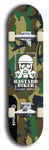 Skateboard deck: Limited edition, North American maple skateboard deck designed by underground artist BellyRash - available widths 7.5 to 8.5 inches in both mellow concave and steep concave shapes. Artwork: BASTARD BIKER logo brand popsicle-shaped deck with mechanical design in background
