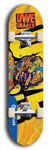 Limited edition, North American maple skateboard deck designed by underground artist BellyRash -- available in widths 7.5 to 8.5 inches in both mellow concave and steep concave shapes. Artwork: UWE KARL SNARLS brand popsicle-shaped skateboard deck with swirly monster, giant UWE SNARLS logo