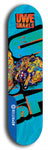 Limited edition, North American maple skateboard deck designed by underground artist BellyRash -- available in widths 7.5 to 8.5 inches in both mellow concave and steep concave shapes. Artwork: UWE KARL SNARLS brand popsicle-shaped skateboard deck with swirly monster, giant UWE KARL logo and a blue background