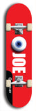 Skateboard deck: Limited edition, North American maple skateboard deck designed by underground artist BellyRash - available widths 7.5 to 8.5 inches in both mellow concave and steep concave shapes. Artwork: EYEBALL JOE logo brand popsicle-shaped deck 