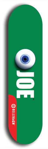 Skateboard deck: Limited edition, North American maple skateboard deck designed by underground artist BellyRash - available widths 7.5 to 8.5 inches in both mellow concave and steep concave shapes. Artwork: EYEBALL JOE logo brand popsicle-shaped deck 