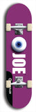 Skateboard deck: Limited edition, North American maple skateboard deck designed by underground artist BellyRash - available widths 7.5 to 8.5 inches in both mellow concave and steep concave shapes. Artwork: EYEBALL JOE logo brand popsicle-shaped deck 