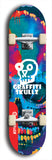 Skateboard deck: Limited edition, North American maple skateboard deck designed by underground artist BellyRash - available widths 7.5 to 8.5 inches in both mellow concave and steep concave shapes. Artwork: GRAFFITI SKULLZ logo brand popsicle-shaped deck with graffiti or street art background