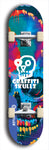 Skateboard deck: Limited edition, North American maple skateboard deck designed by underground artist BellyRash - available widths 7.5 to 8.5 inches in both mellow concave and steep concave shapes. Artwork: GRAFFITI SKULLZ logo brand popsicle-shaped deck with graffiti or street art background