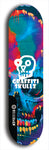 Skateboard deck: Limited edition, North American maple skateboard deck designed by underground artist BellyRash - available widths 7.5 to 8.5 inches in both mellow concave and steep concave shapes. Artwork: GRAFFITI SKULLZ logo brand popsicle-shaped deck with graffiti or street art background