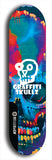 Skateboard deck: Limited edition, North American maple skateboard deck designed by underground artist BellyRash - available widths 7.5 to 8.5 inches in both mellow concave and steep concave shapes. Artwork: GRAFFITI SKULLZ logo brand popsicle-shaped deck with graffiti or street art background