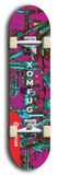 Skateboard deck: Limited edition, North American maple skateboard deck designed by underground artist BellyRash - available widths 7.5 to 8.5 inches in both mellow concave and steep concave shapes. Artwork: XOMFUG logo brand popsicle-shaped deck