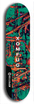 Skateboard deck: Limited edition, North American maple skateboard deck designed by underground artist BellyRash - available widths 7.5 to 8.5 inches in both mellow concave and steep concave shapes. Artwork: XOMFUG logo brand popsicle-shaped deck