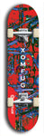 Skateboard deck: Limited edition, North American maple skateboard deck designed by underground artist BellyRash - available widths 7.5 to 8.5 inches in both mellow concave and steep concave shapes. Artwork: XOMFUG logo brand popsicle-shaped deck