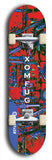 Skateboard deck: Limited edition, North American maple skateboard deck designed by underground artist BellyRash - available widths 7.5 to 8.5 inches in both mellow concave and steep concave shapes. Artwork: XOMFUG logo brand popsicle-shaped deck