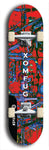 Skateboard deck: Limited edition, North American maple skateboard deck designed by underground artist BellyRash - available widths 7.5 to 8.5 inches in both mellow concave and steep concave shapes. Artwork: XOMFUG logo brand popsicle-shaped deck