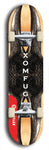 Skateboard deck: Limited edition, North American maple skateboard deck designed by underground artist BellyRash - available widths 7.5 to 8.5 inches in both mellow concave and steep concave shapes. Artwork: XOMFUG logo brand popsicle-shaped deck