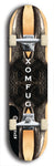 Skateboard deck: Limited edition, North American maple skateboard deck designed by underground artist BellyRash - available widths 7.5 to 8.5 inches in both mellow concave and steep concave shapes. Artwork: XOMFUG logo brand popsicle-shaped deck