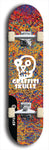Skateboard deck: Limited edition, North American maple skateboard deck designed by underground artist BellyRash - available widths 7.5 to 8.5 inches in both mellow concave and steep concave shapes. Artwork: GRAFFITI SKULLZ logo brand popsicle-shaped deck with graffiti or street art background