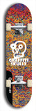Skateboard deck: Limited edition, North American maple skateboard deck designed by underground artist BellyRash - available widths 7.5 to 8.5 inches in both mellow concave and steep concave shapes. Artwork: GRAFFITI SKULLZ logo brand popsicle-shaped deck with graffiti or street art background