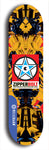 Skateboard deck: Limited edition, North American maple skateboard deck designed by underground artist BellyRash - available widths 7.5 to 8.5 inches in both mellow concave and steep concave shapes. Artwork: ZIPPERBOLT logo brand popsicle-shaped deck