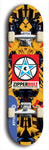 Skateboard deck: Limited edition, North American maple skateboard deck designed by underground artist BellyRash - available widths 7.5 to 8.5 inches in both mellow concave and steep concave shapes. Artwork: ZIPPERBOLT logo brand popsicle-shaped deck