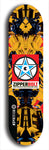 Skateboard deck: Limited edition, North American maple skateboard deck designed by underground artist BellyRash - available widths 7.5 to 8.5 inches in both mellow concave and steep concave shapes. Artwork: ZIPPERBOLT logo brand popsicle-shaped deck