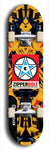 Skateboard deck: Limited edition, North American maple skateboard deck designed by underground artist BellyRash - available widths 7.5 to 8.5 inches in both mellow concave and steep concave shapes. Artwork: ZIPPERBOLT logo brand popsicle-shaped deck