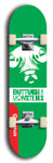 Skateboard deck: Limited edition, North American maple skateboard deck designed by underground artist BellyRash -- available in widths 7.5 to 8.5 inches in both mellow concave and steep concave shapes. Artwork: BUTTUGLY MONSTERS brand popsicle-shaped skateboard deck with monster in background. 