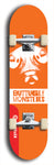 Skateboard deck: Limited edition, North American maple skateboard deck designed by underground artist BellyRash -- available in widths 7.5 to 8.5 inches in both mellow concave and steep concave shapes. Artwork: BUTTUGLY MONSTERS brand popsicle-shaped skateboard deck with monster in background. 