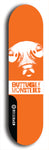 Skateboard deck: Limited edition, North American maple skateboard deck designed by underground artist BellyRash -- available in widths 7.5 to 8.5 inches in both mellow concave and steep concave shapes. Artwork: BUTTUGLY MONSTERS brand popsicle-shaped skateboard deck with monster in background. 