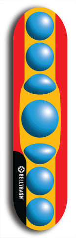 Skateboard deck: Limited edition, North American maple skateboard deck designed by underground artist BellyRash - available widths 7.5 to 8.5 inches in both mellow concave and steep concave shapes. Artwork: TYPE 1 logo brand popsicle-shaped deck