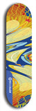 Skateboard deck: Limited edition, North American maple skateboard deck designed by underground artist BellyRash - available widths 7.5 to 8.5 inches in both mellow concave and steep concave shapes. Artwork: ABEX LIQUID brand popsicle-shaped with a multi-colored swirling patterned background