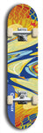 Skateboard deck: Limited edition, North American maple skateboard deck designed by underground artist BellyRash - available widths 7.5 to 8.5 inches in both mellow concave and steep concave shapes. Artwork: ABEX LIQUID brand popsicle-shaped with a multi-colored swirling patterned background