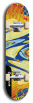 Skateboard deck: Limited edition, North American maple skateboard deck designed by underground artist BellyRash - available widths 7.5 to 8.5 inches in both mellow concave and steep concave shapes. Artwork: ABEX LIQUID brand popsicle-shaped with a multi-colored swirling patterned background