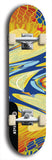 Skateboard deck: Limited edition, North American maple skateboard deck designed by underground artist BellyRash - available widths 7.5 to 8.5 inches in both mellow concave and steep concave shapes. Artwork: ABEX LIQUID brand popsicle-shaped with a multi-colored swirling patterned background