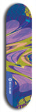 Skateboard deck: Limited edition, North American maple skateboard deck designed by underground artist BellyRash - available widths 7.5 to 8.5 inches in both mellow concave and steep concave shapes. Artwork: ABEX LIQUID brand popsicle-shaped with a multi-colored swirling patterned background