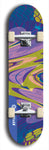 Skateboard deck: Limited edition, North American maple skateboard deck designed by underground artist BellyRash - available widths 7.5 to 8.5 inches in both mellow concave and steep concave shapes. Artwork: ABEX LIQUID brand popsicle-shaped with a multi-colored swirling patterned background