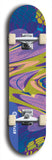 Skateboard deck: Limited edition, North American maple skateboard deck designed by underground artist BellyRash - available widths 7.5 to 8.5 inches in both mellow concave and steep concave shapes. Artwork: ABEX LIQUID brand popsicle-shaped with a multi-colored swirling patterned background