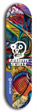 Skateboard deck: Limited edition, North American maple skateboard deck designed by underground artist BellyRash - available widths 7.5 to 8.5 inches in both mellow concave and steep concave shapes. Artwork: GRAFFITI SKULLZ logo brand popsicle-shaped deck with graffiti or street art background