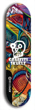Skateboard deck: Limited edition, North American maple skateboard deck designed by underground artist BellyRash - available widths 7.5 to 8.5 inches in both mellow concave and steep concave shapes. Artwork: GRAFFITI SKULLZ logo brand popsicle-shaped deck with graffiti or street art background